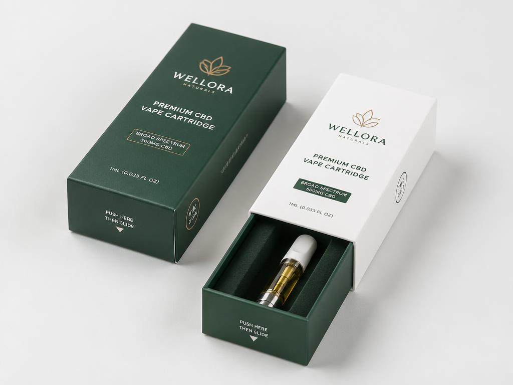 Custom printed child resistant cbd vape cartridge boxes packaging