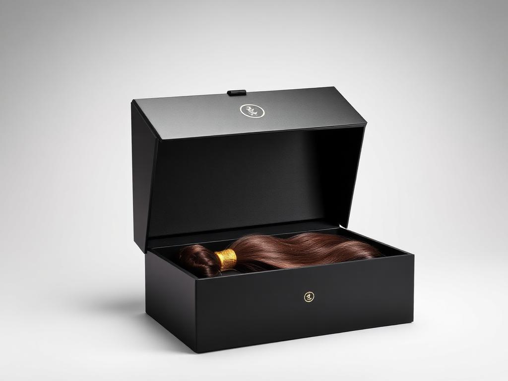 Custom printed luxury rigid hair extension boxes packaging