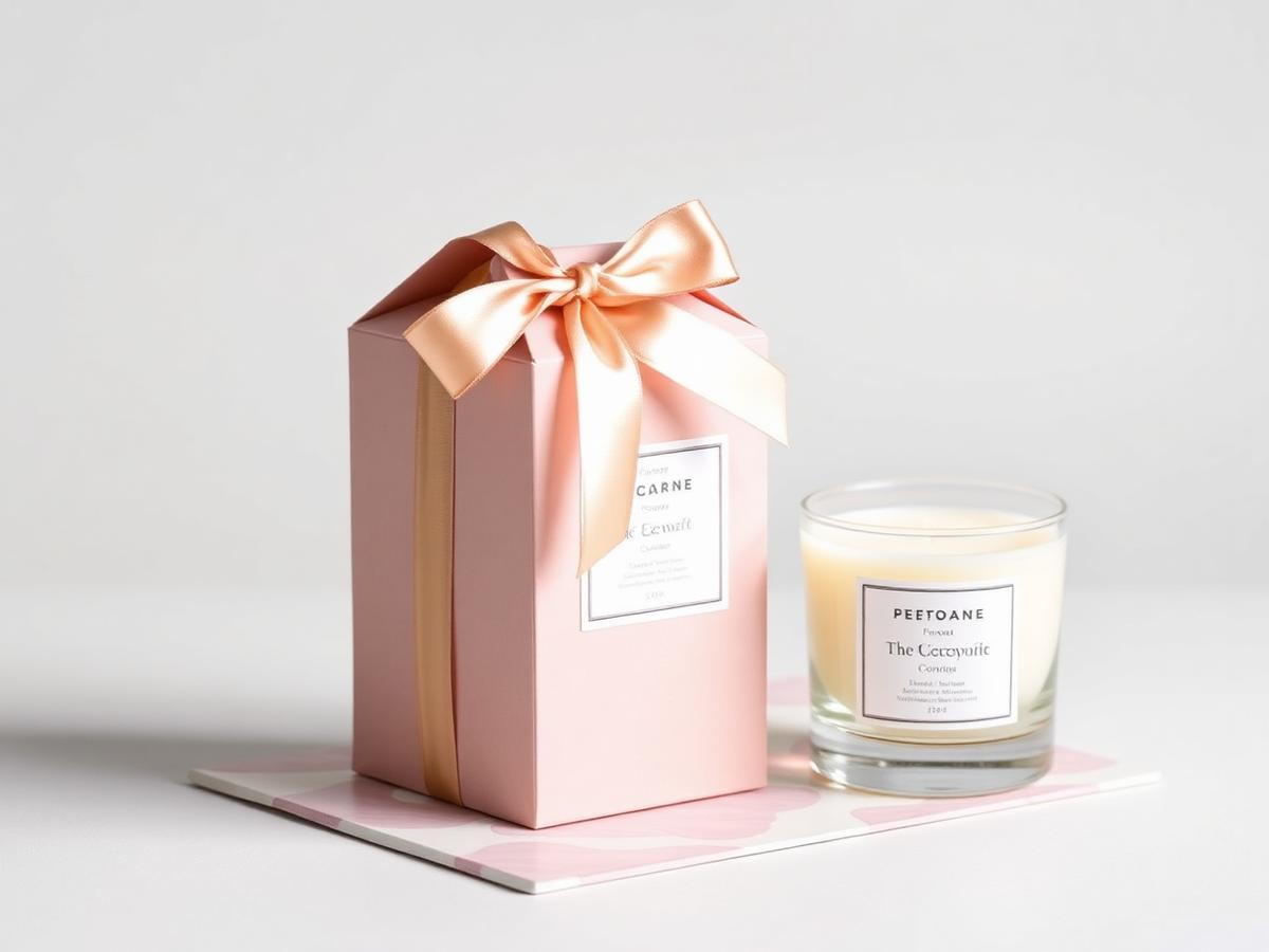 Custom printed ribbon tie candle gift boxes packaging
