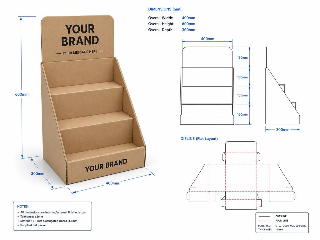 Tiered Counter Display Units — Custom Branding and Print That Stays Consistent