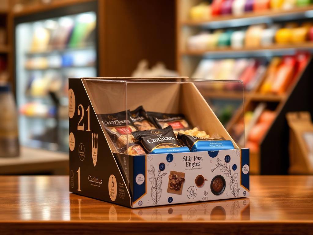 Custom printed counter display boxes with window packaging