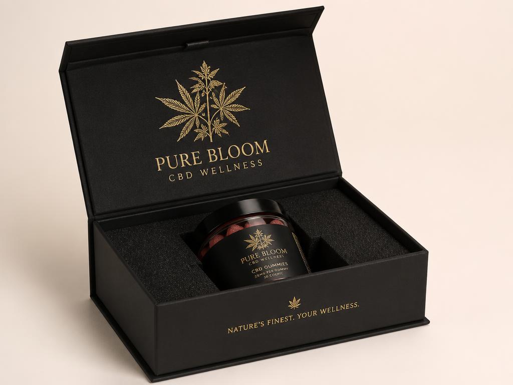 Custom printed luxury rigid cbd gummies gift boxes packaging