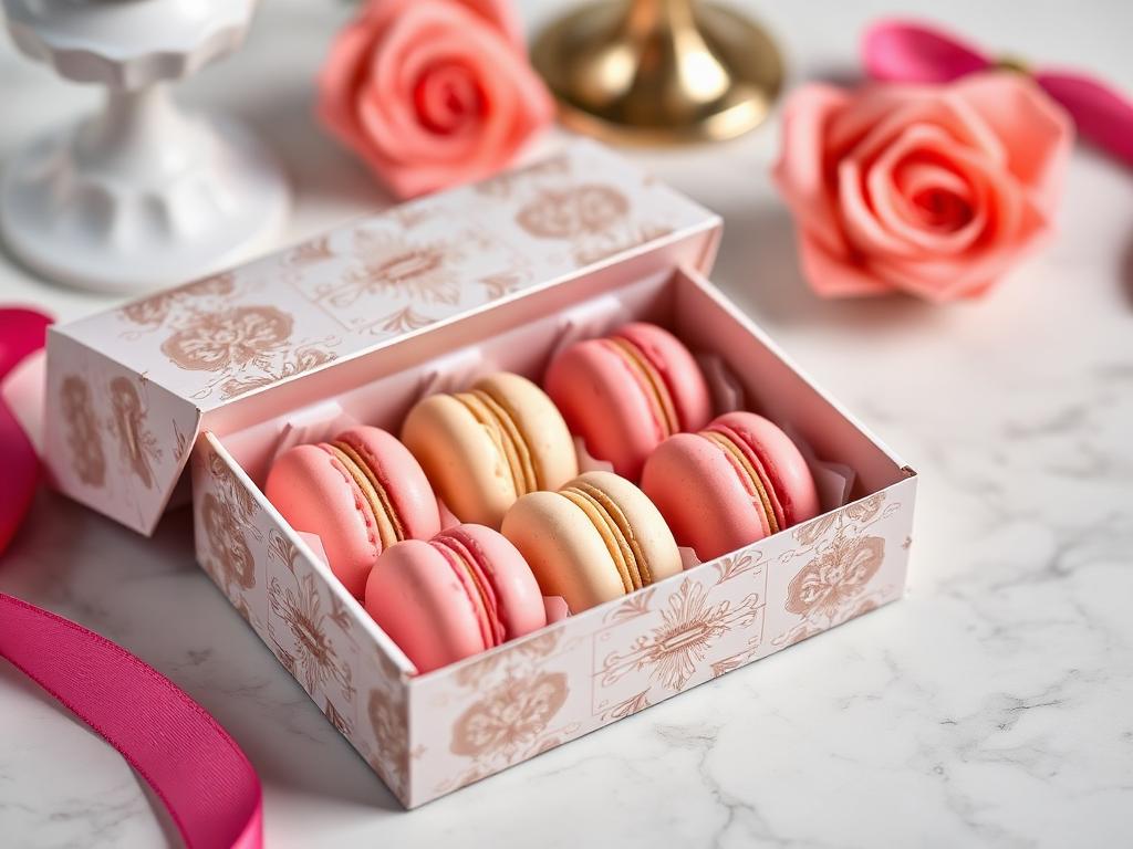 Custom printed 6 macaron boxes packaging