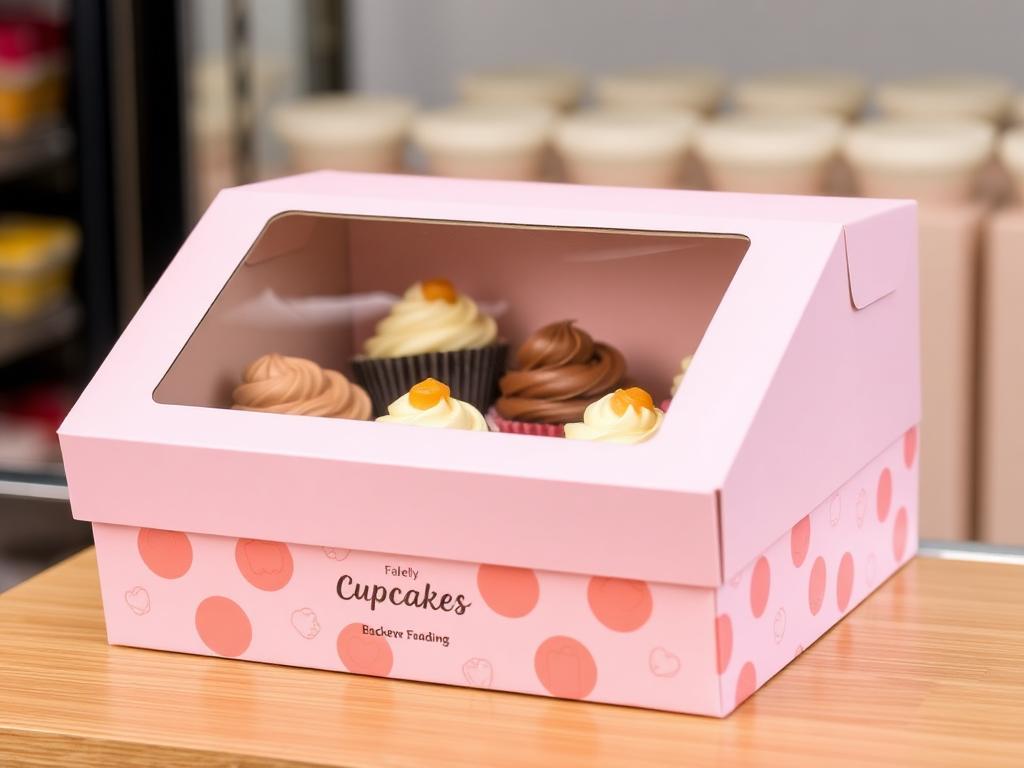 Custom printed cupcake boxes with window packaging