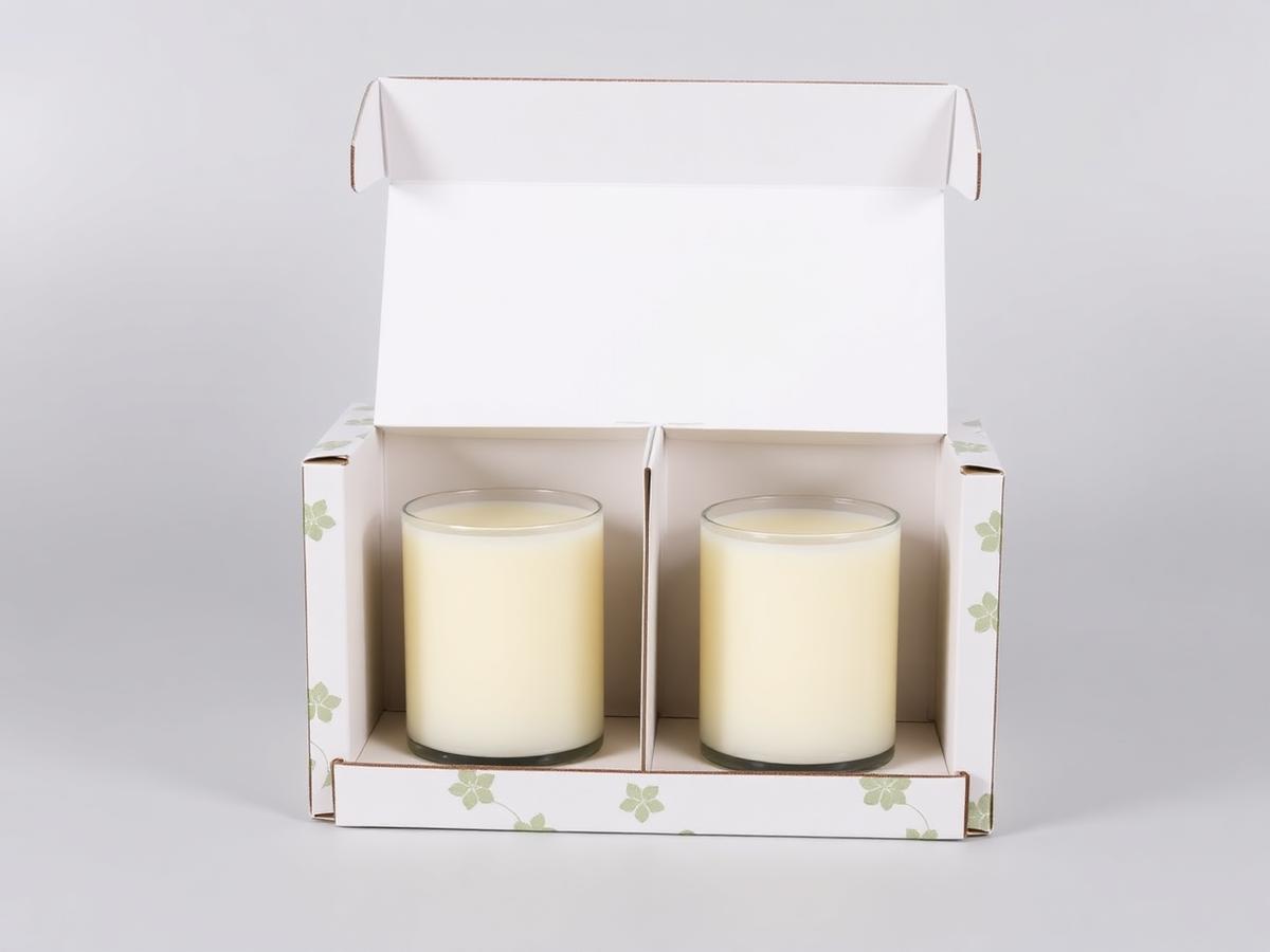 Custom printed two pack pillar candle boxes packaging