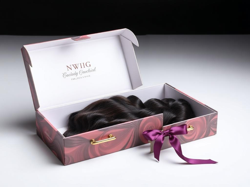 Custom printed wig and bundle gift boxes packaging