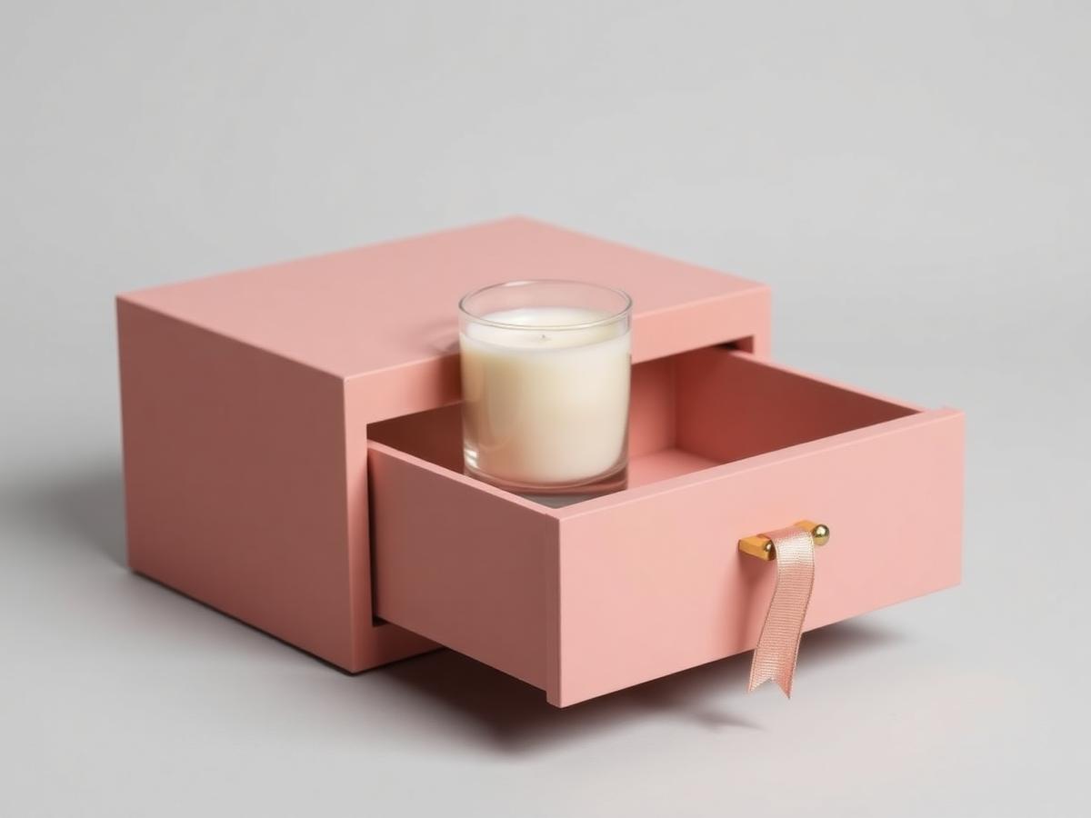 Custom printed drawer style candle boxes packaging