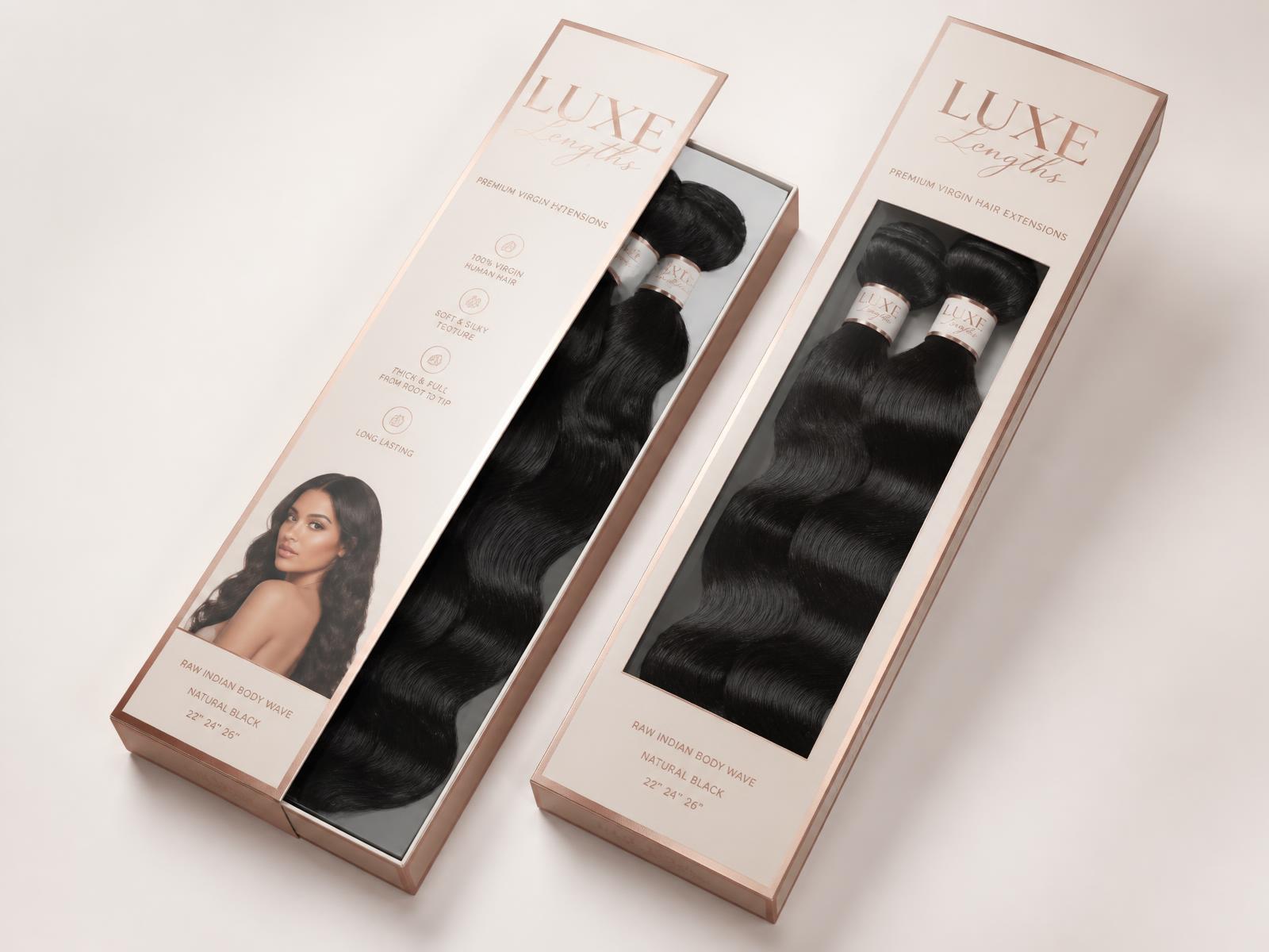 Custom printed hair extension packaging for beauty brands category