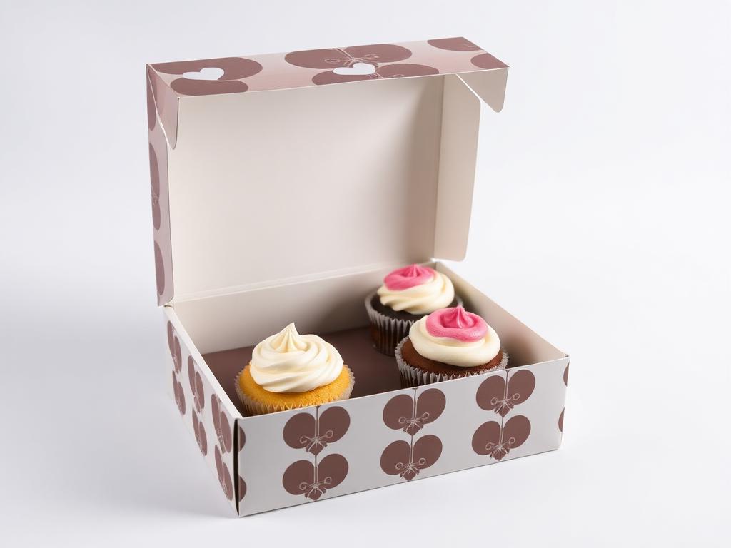 Custom printed 4 cupcake boxes packaging