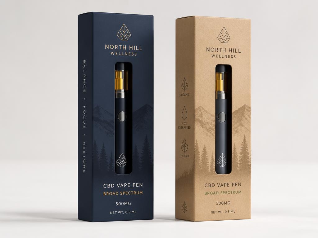 Custom printed cbd vape pen boxes with clear window packaging