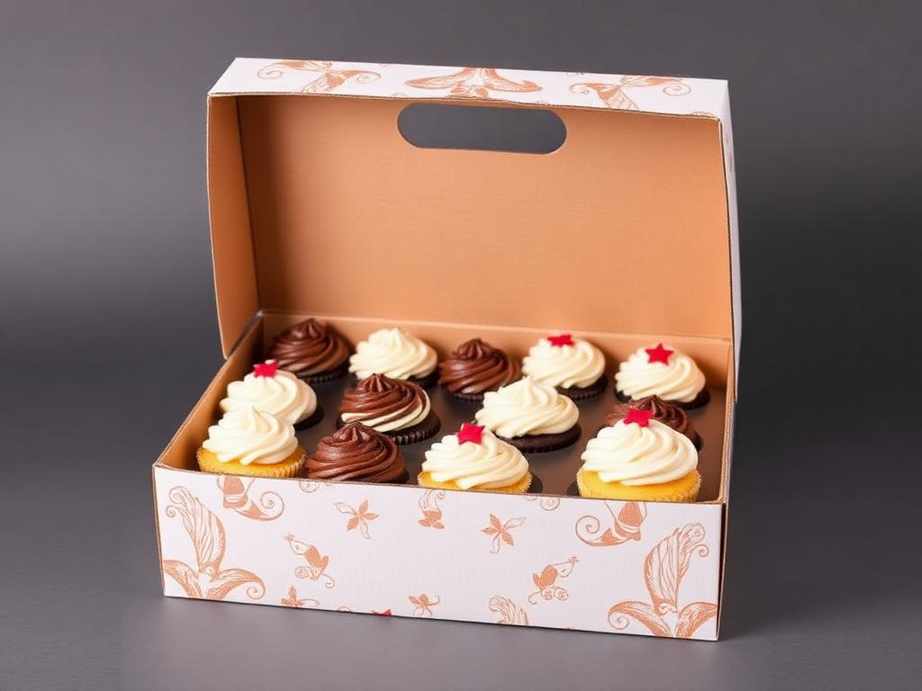 Custom printed 12 cupcake boxes packaging