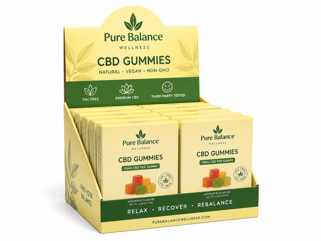 Custom printed cbd gummies counter display boxes packaging