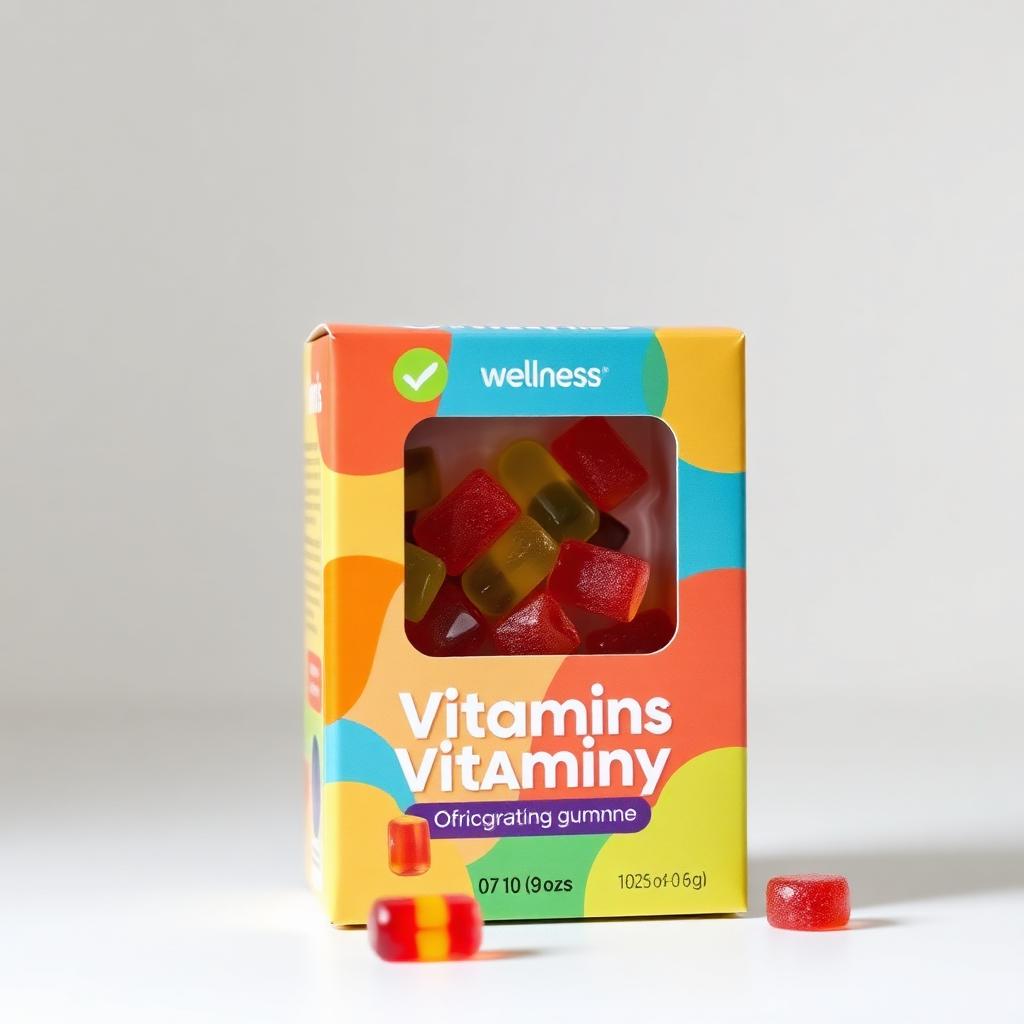 Custom printed gummy vitamin boxes packaging