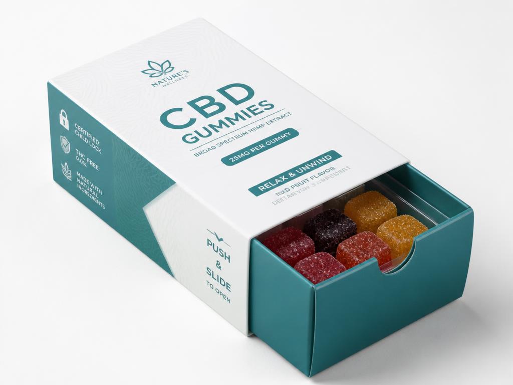 Custom printed child resistant cbd gummies boxes packaging